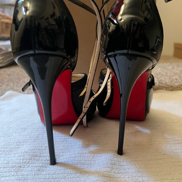 Christian Louboutin Black Open Toe Heels - Picture 3 of 5